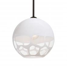  1TT-ROCKYWH-BR-L - Besa, Rocky Stem Pendant, White, Bronze Finish, 1x60W Medium Base, 15Ft. Cord