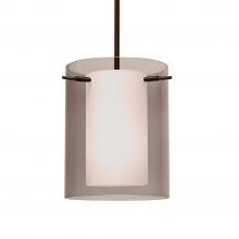  1TT-S00607-BR-L - Besa Stem Pendant Pahu 8 Bronze Transparent Smoke/Opal 1x100W Medium Base, 15Ft. Cord