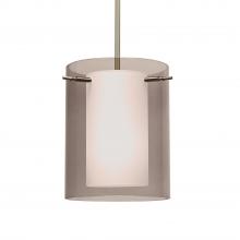  1TT-S00607-SN-L - Besa Stem Pendant Pahu 8 Satin Nickel Transparent Smoke/Opal 1x100W Medium Base, 15Ft