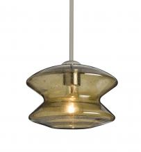  1TT-ZENLT-SN - Besa, Zen Stem Pendant , Latte Bubble, Satin Nickel Finish, 1x60W Medium Base