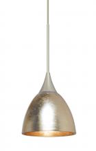  1XC-1758GF-LED-SN - Besa Divi Pendant, Gold Foil, Satin Nickel, 1x9W LED