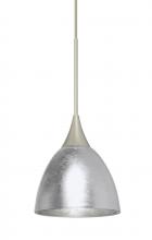  1XC-1758SF-LED-SN - Besa Divi Pendant, Silver Foil, Satin Nickel, 1x9W LED