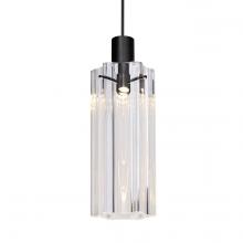 Besa Lighting 1XC-ICE7CL-LED-BK - Besa Ice 7 Pendant, Clear Glass, Black Finish, 1x3W LED