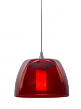  1XC-SPURRD-LED-SN - Besa Spur Cord Pendant, Red, Satin Nickel Finish, 1x3W LED