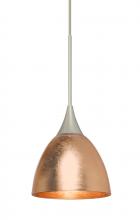  1XT-1758CF-LED-SN - Besa Divi Pendant, Copper Foil, Satin Nickel, 1x9W LED