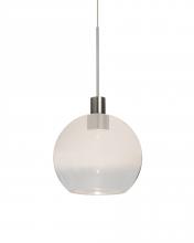  1XT-NEWTON6WC-LED-SN - Besa, Newton 6 Cord Pendant, Milky White/Clear, Satin Nickel Finish, 1x3W LED