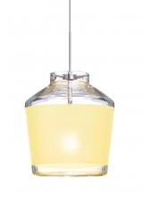  1XT-PIC6CR-SN - Besa Pendant Pica 6 Satin Nickel Creme Sand 1x50W Halogen