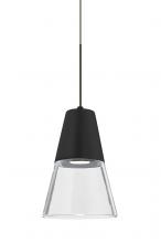  1XT-TIMO6BC-LED-BR - Besa, Timo 6 Cord Pendant,Clear/Black, Bronze Finish, 1x9W LED