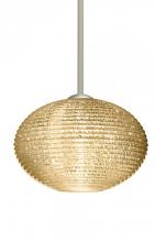  1TT-4913GD-SN - Besa Stem Pendant Pape 12 Satin Nickel Gold Glitter 1x75W Medium Base