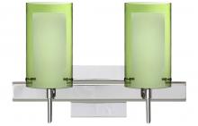 Besa Lighting 2SW-L44007-LED-CR-SQ - Besa Pahu 4 Wall With SQ Canopy 2SW Transparent Olive/Opal Chrome 2x5W LED