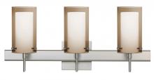  3SW-S44007-LED-SN-SQ - Besa Pahu 4 Wall With SQ Canopy 3SW Transparent Smoke/Opal Satin Nickel 3x5W LED