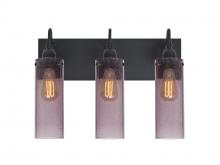  3WG-JUNI10PL-EDIL-BK - Besa Juni 10 Vanity, Plum Bubble, Black Finish, 3x7W LED Filament