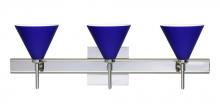  3SW-5121CM-LED-CR-SQ - Besa Wall With SQ Canopy Kani Chrome Cobalt Blue Matte 3x5W LED