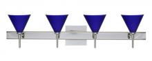  4SW-5121CM-LED-CR-SQ - Besa Wall With SQ Canopy Kani Chrome Cobalt Blue Matte 4x5W LED