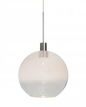  X-NEWTON8WC-LED-SN - Besa, Newton 8 Cord Pendant for Multiport Canopy, Milky White/Clear, Satin Nickel Fin