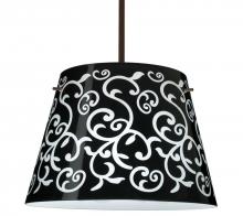  1KT-4394BD-BR - Besa Stem Pendant Amelia 18 Bronze Black Damask 3x100W A19