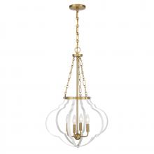  7-4866-4-142 - Mercer 4-Light Pendant in White and Warm Brass