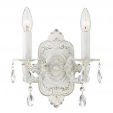 Crystorama 5022-AW-CL-SAQ - Paris Market 2 Light Spectra Crystal Antique White Sconce