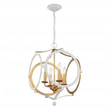  ODE-704-MT-GA - Odelle 4 Light Matte White + Antique Gold Chandelier