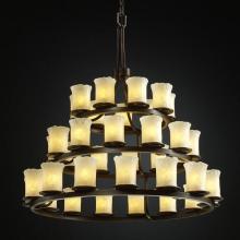 Justice Design Group GLA-8712-16-WTFR-MBLK - Dakota 36-Light 3-Tier Ring Chandelier