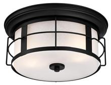  6339200 - 13 in. 2 Light Flush Textured Black Finish Frosted Seeded Glass
