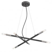  6576600 - 6 Light LED Chandelier Distressed Aluminum Finish with Brushed Nickel Accents