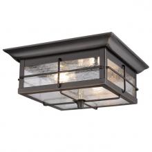  6578400 - 11 in. 2 Light Flush Oil Rubbed Bronze Finish with Highlights Clear Seeded Glass