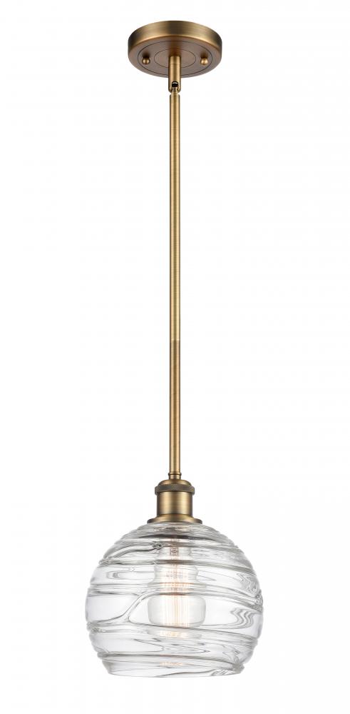 Athens Deco Swirl - 1 Light - 8 inch - Brushed Brass - Mini Pendant