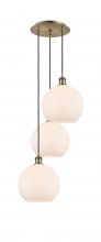  113B-3P-AB-G121-10 - Athens - 3 Light - 17 inch - Antique Brass - Cord Hung - Multi Pendant