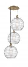  113B-3P-AB-G1213-12 - Athens Deco Swirl - 3 Light - 19 inch - Antique Brass - Cord hung - Multi Pendant