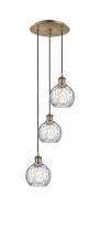  113B-3P-AB-G1215-6 - Athens Water Glass - 3 Light - 13 inch - Antique Brass - Cord hung - Multi Pendant