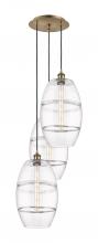  113B-3P-AB-G557-10CL - Vaz - 3 Light - 17 inch - Antique Brass - Cord hung - Multi Pendant