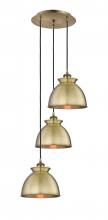  113B-3P-AB-M14-AB - Adirondack - 3 Light - 15 inch - Antique Brass - Cord hung - Multi Pendant