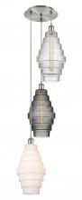  113B-3P-SN-G670-MU - Cascade - 3 Light - 15 inch - Brushed Satin Nickel - Cord hung - Multi Pendant