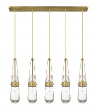  125-452-1P-BB-G452-4CL - Milan - 5 Light - 36 inch - Brushed Brass - Linear Pendant