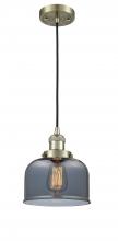  201C-AB-G73-LED - Bell - 1 Light - 8 inch - Antique Brass - Cord hung - Mini Pendant