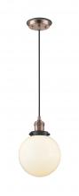  201CBP-ACBK-G201-8 - Beacon - 1 Light - 8 inch - Antique Copper - Cord hung - Mini Pendant