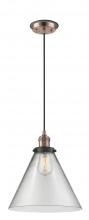  201CBP-ACBK-G42-L - Cone - 1 Light - 12 inch - Antique Copper - Cord hung - Mini Pendant