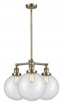  207-AB-G202-10-LED - Beacon - 3 Light - 24 inch - Antique Brass - Stem Hung - Chandelier