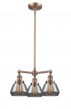  207-AC-G173-LED - Fulton - 3 Light - 22 inch - Antique Copper - Stem Hung - Chandelier