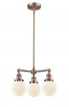  207-AC-G201-6-LED - Beacon - 3 Light - 19 inch - Antique Copper - Stem Hung - Chandelier