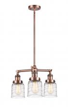  207-AC-G513-LED - Bell - 3 Light - 19 inch - Antique Copper - Stem Hung - Chandelier