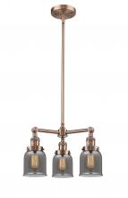  207-AC-G53-LED - Bell - 3 Light - 19 inch - Antique Copper - Stem Hung - Chandelier