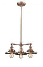  207-AC-M3 - Railroad - 3 Light - 19 inch - Antique Copper - Stem Hung - Chandelier