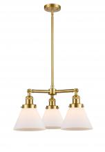  207-SG-G41-LED - Cone - 3 Light - 22 inch - Satin Gold - Stem Hung - Chandelier