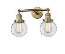 Innovations Lighting 208-BB-G202-6-LED - Beacon - 2 Light - 17 inch - Brushed Brass - Bath Vanity Light