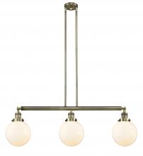  213-AB-G201-8-LED - Beacon - 3 Light - 41 inch - Antique Brass - Stem Hung - Island Light