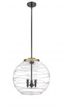  221-3S-BAB-G1213-18-LED - Athens Deco Swirl - 3 Light - 18 inch - Black Antique Brass - Cord hung - Pendant