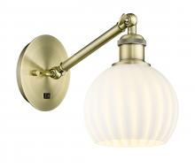  317-1W-AB-G1217-6WV - White Venetian - 1 Light - 6 inch - Antique Brass - Sconce