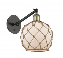  317-1W-BAB-G121-8RB-LED - Farmhouse Rope - 1 Light - 8 inch - Black Antique Brass - Sconce